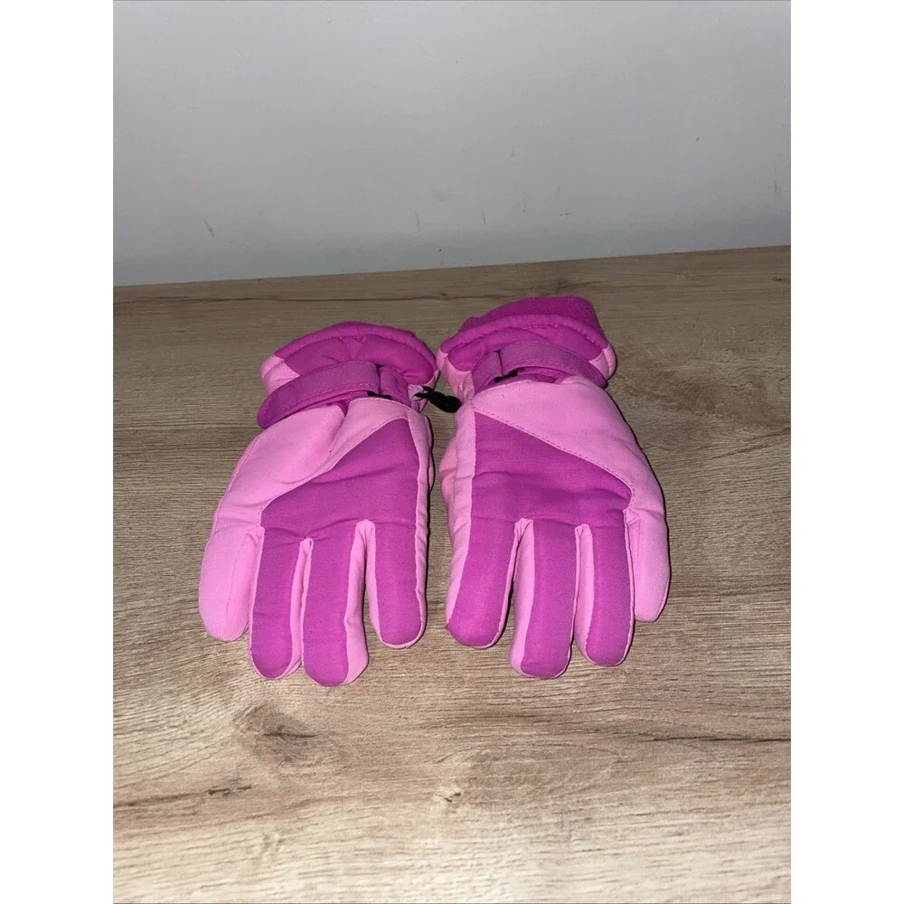 Athletech Girls Snow Gloves Medium M Pink Insulated Ski Gloves Fleece Lined